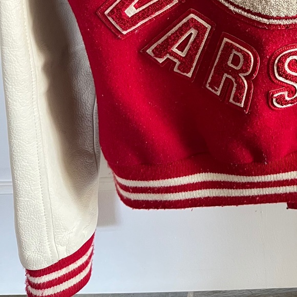 🍎Y2K TRUE RELIGION  Apple Red Varsity jacket (SIZE S-M) Y2K - Picture 10 of 12